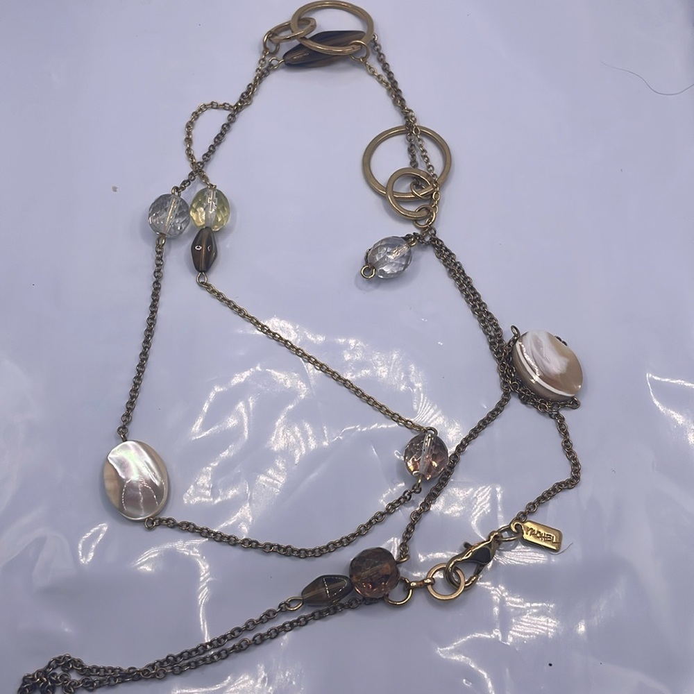 Crystal and mother of pearl 46 inch necklace by Rachel